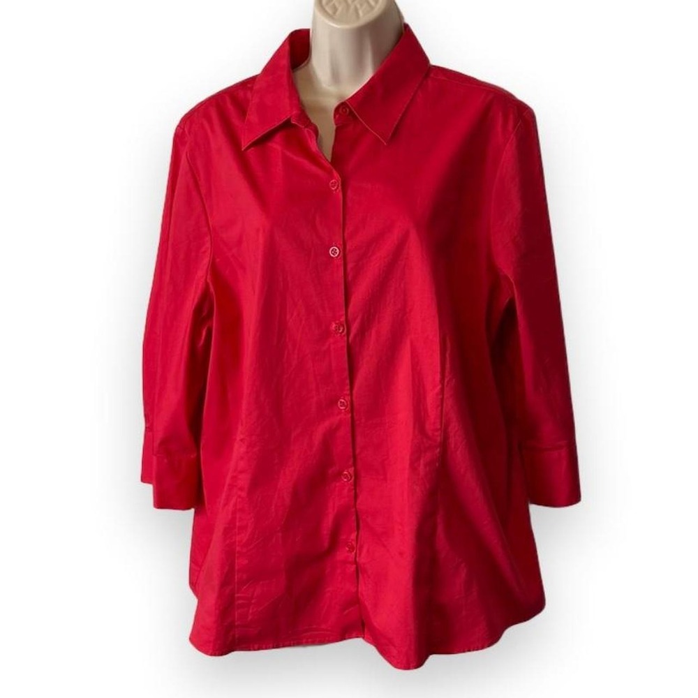 George Red Button Down Blouse, Women's Size XL